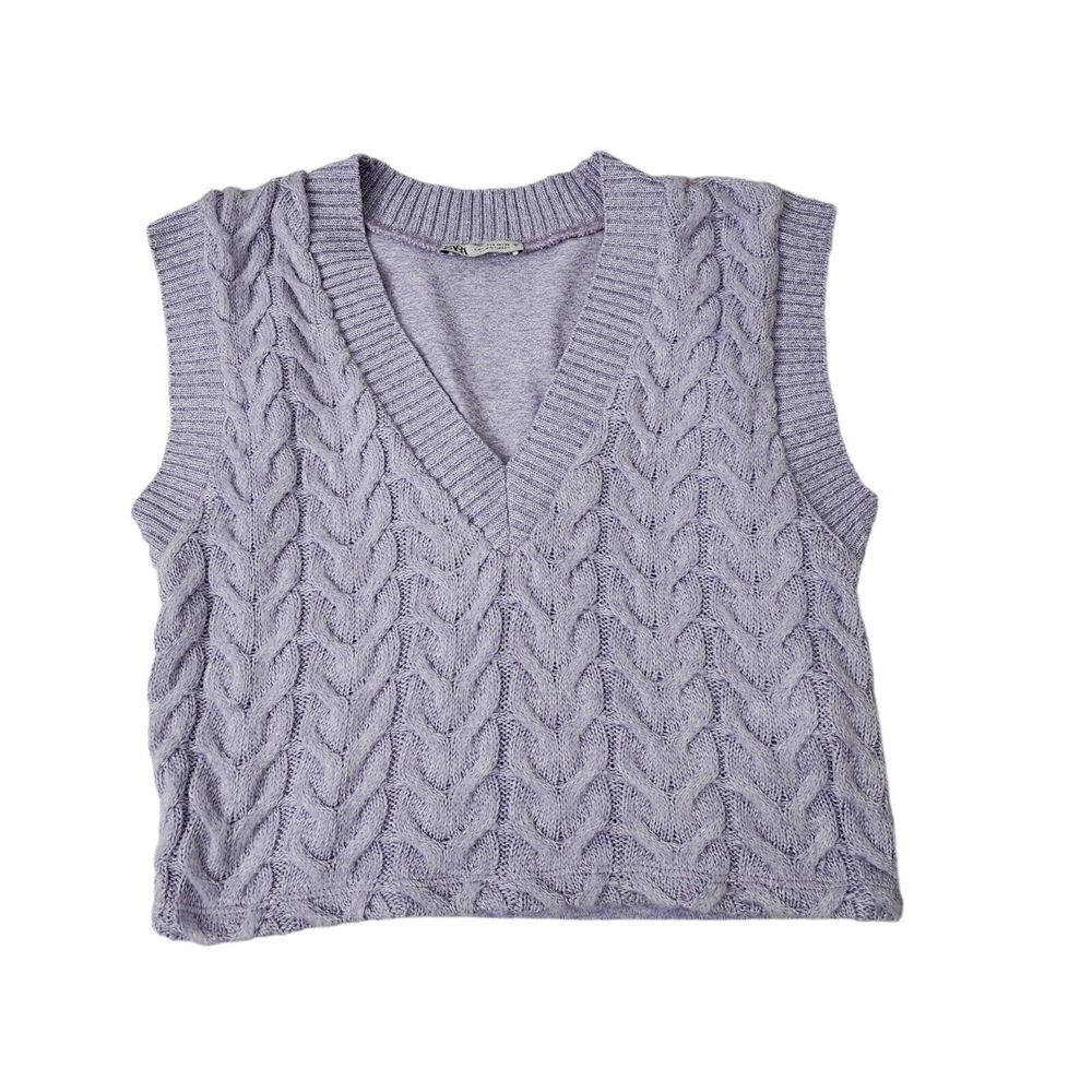 Zara Vest Sweater‎ Womens Small Lavender Sleeveless Bloggers Fave Cable Knit